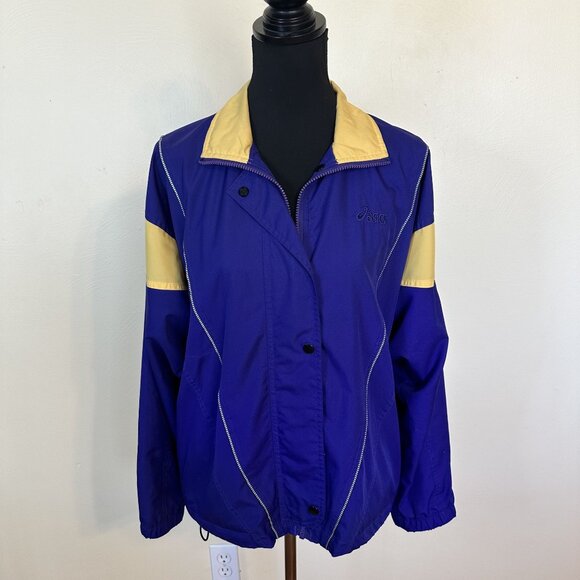 Vtg Asics Womens Tracksuit Purple Nylon Poly Medium Zip Up Pants 80s Fashion - Picture 14 of 16